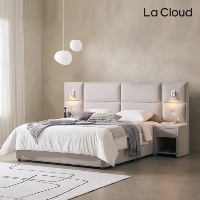 라클라우드 호텔식 바움 패브릭 평상형 침대프레임 SS(슈퍼싱글), 침대프레임+패널1EA