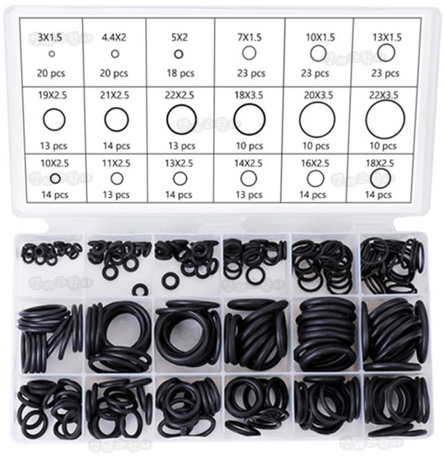 오링키트 18종 279PCS 오링 세트 고무패킹 고무링 플러 수리키트 O링, 1개