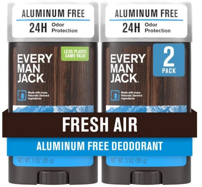 에브리 맨 잭 앰버 + 샌달우드 남성용 데오드란트 - 모든 피부 타입을 위한 알루미늄 프리 데오드란트로 신선함을 유지하세요 냄새 분쇄 오래 지속되며 천연 성분 포함 3온스(2, Fresh Air, 85g, 1개 - 쿠팡