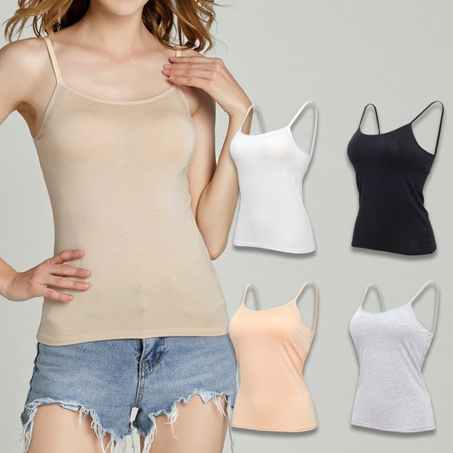 [노라인피스] 브라캡 노브라 나시 모달 여성 끈 이너 빅사이즈 브라런닝 티셔츠