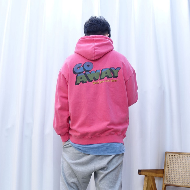 오버핏 2컬러 피그먼트 워싱 GO AWAY 기모 후드 M53-06