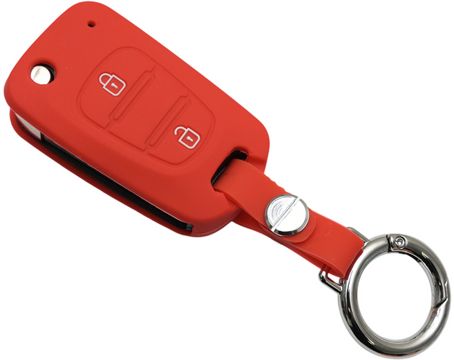 현대 아반떼MD 포터2 기아 모닝 레이 쏘울 호환 자동차 실리콘 스마트키 케이스 키홀더, 2버튼_S16_SS1, 레드