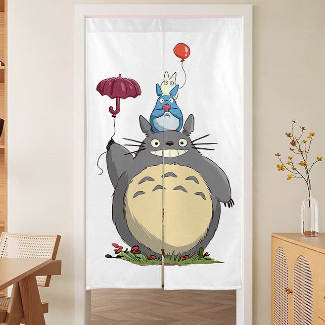 캐릭터 방문 가림막 커튼 선반 창문 가리개 커튼 다용도 주방 가림막 린넨 화장실문 분리형 도어 커튼 커튼봉 세트
