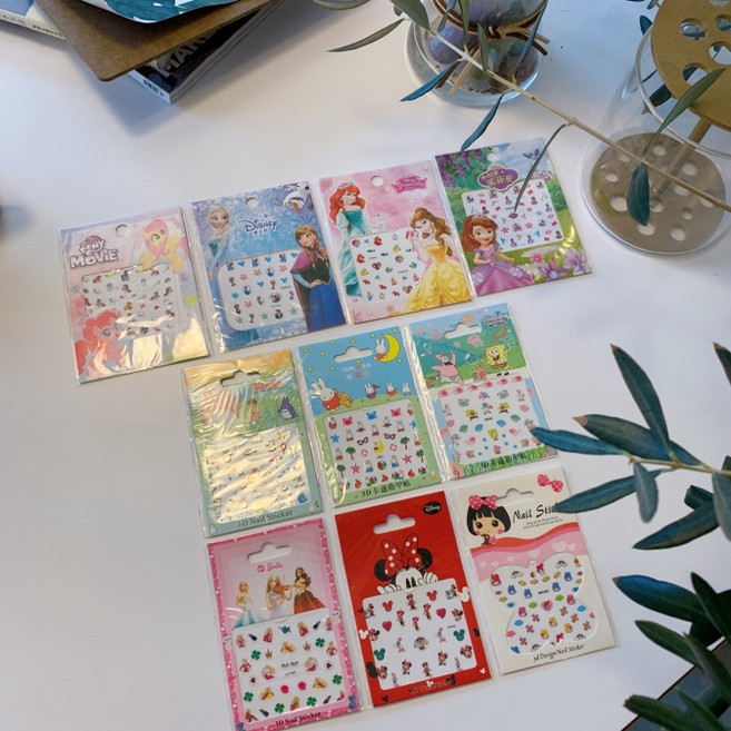 크리스마스 네일 스티커 3장한셋트 네일아트 겨울파츠 데코 네일재료 산타 루돌프 눈꽃, 공주네일스티커 10종한셋트, 1개