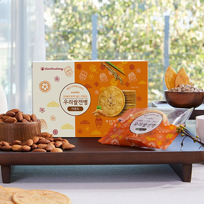 신화당제과 우리쌀전병 (흑임자 2박스+아몬드 2박스+파래 2박스), 6개