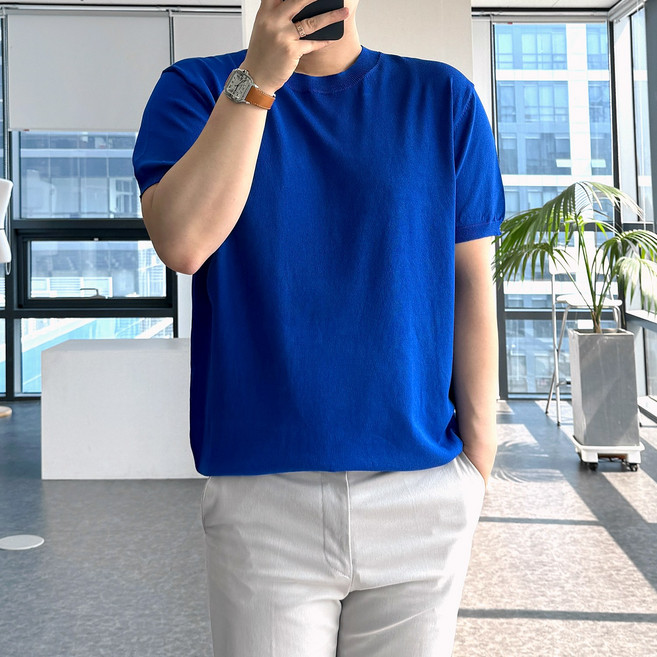 룩플레인 시원한 린넨 라운드 여름 반팔 니트 11color