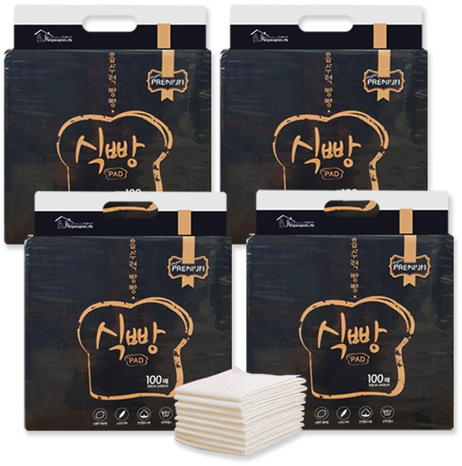 강아지 배변 패드 식빵패드 슈퍼프리미엄 고급형[50x40cm] 100매x4, 4개, 100개입