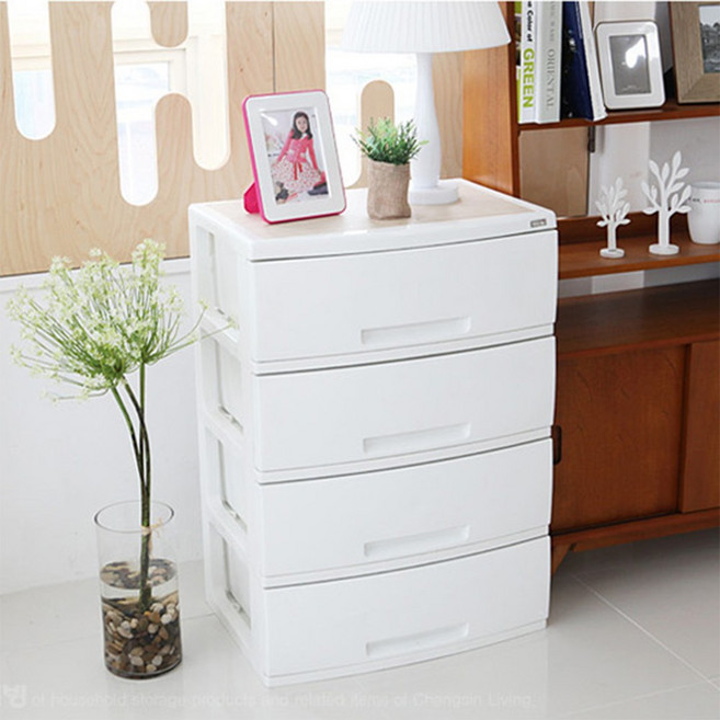 [창신리빙] 플라우드 서랍장 4단 화이트 60x41.5x84.5cm, 단품, 1개