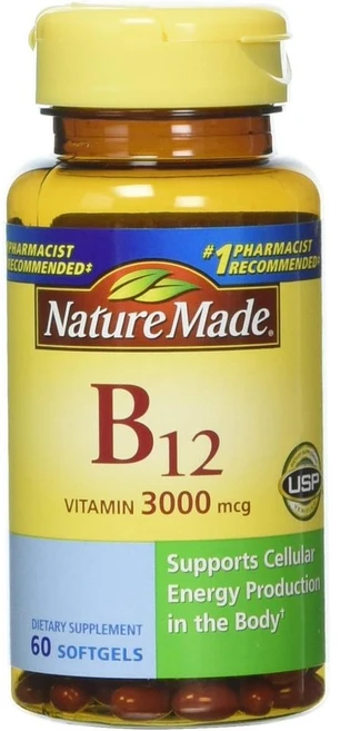 Nature Made 네이처메이드 비타민 B-12 소프트젤 3000mcg 60소프트젤 3개, 1개, 60정 - 쿠팡