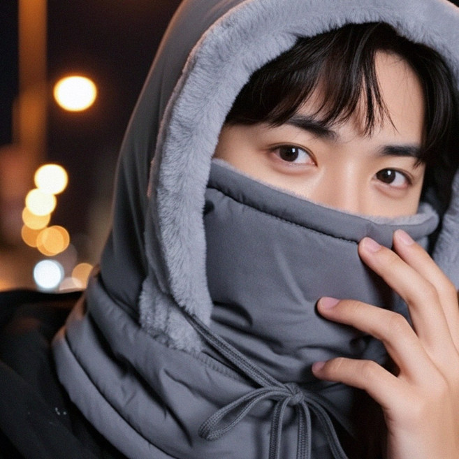 에어클템포 후드 패딩 바라클라바 겨울 방한 넥워머, 1개, 그레이