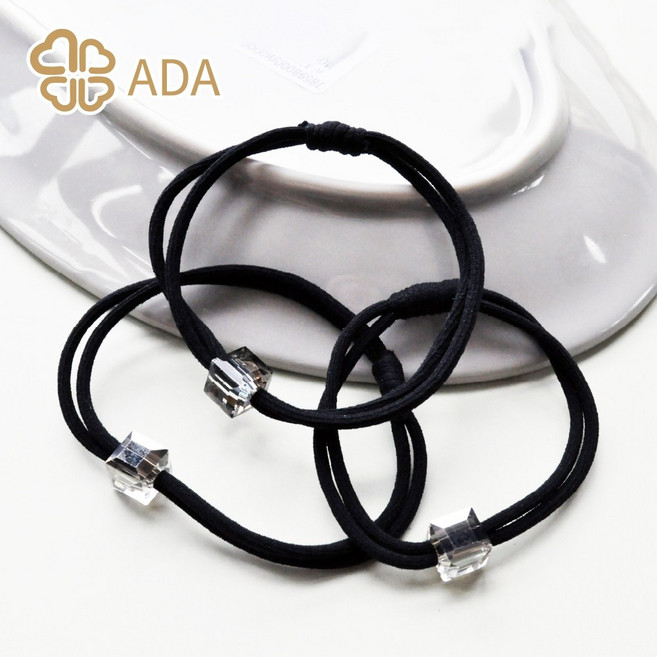 ADA 方水晶雙繩髮束-黑3入