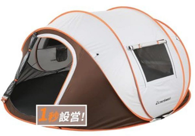 (EchoSmile) 5 ~ 8 3000mm UV & 에코 스마일 캠프 인스턴트 텐트 캠프 텐트 팝업, 화이트 앤 브라운