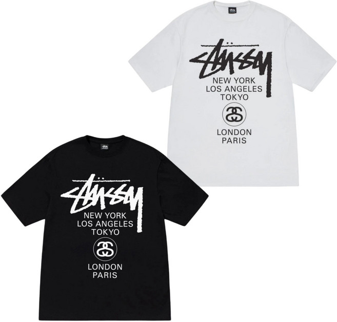 [당일발송] 스투시 월드 투어 로고 공용 반팔 3903962 + GRAD 정품보증택