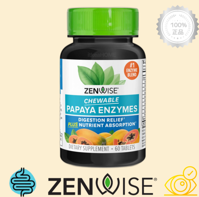 젠와이즈 파파야 엔자임 츄어블 타블렛, 1개, 60정
