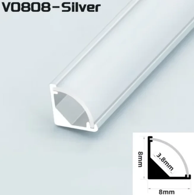 45도 글로우 V자형 LED 알루미늄 프로파일 채널 천장 상단 코너 벽 방 장식용 선형 조명 캐비닛 하드 바 램, 08 0.5m x 1pcs, 07 0808SW