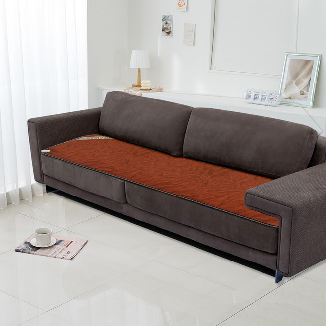 주식회사 한일의료기 탄소 코지웜 레자진카키 3인용 5인용 병원용 미니싱글 쇼파 온열 전기방석, 5인, 레자브라운