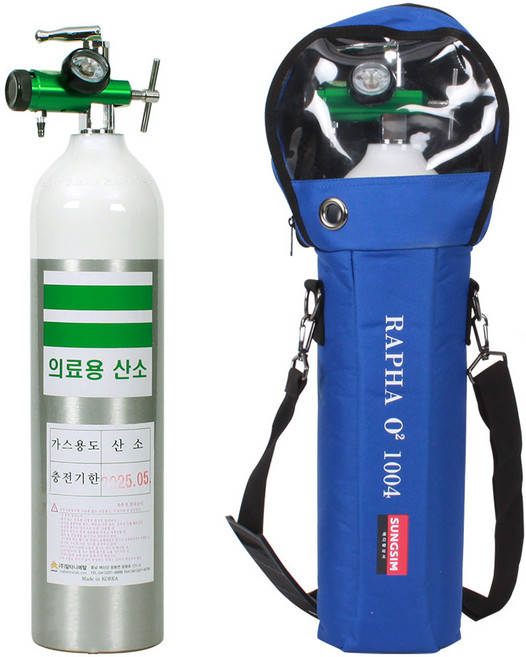 그랜드메디 휴대용 산소호흡기 2.8L(산소통+레귤레이터+콧줄+가방), 1개