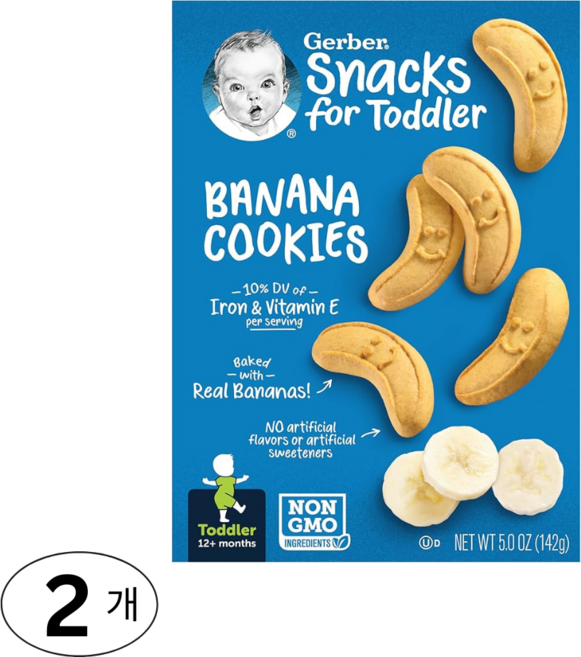 거버 바나나 쿠키 아기과자 스낵 비스킷, Banana flavor, 142g, 2개