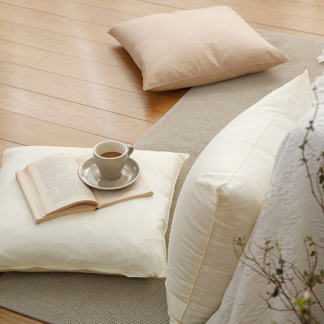 플레인 국산 순면 광목 30수 쇼파 침대헤드 사각 쿠션 방석 (솜+커버) 세트 50x50, 플레인_순면_아이보리, 01.방석_50x50(솜+커버)