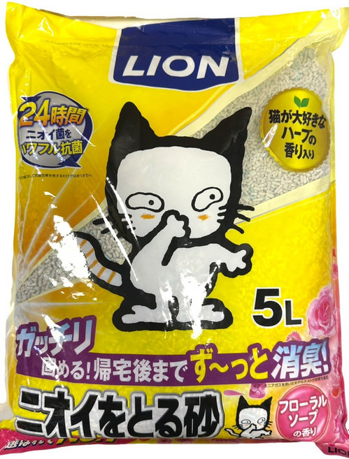 LION獅王 ニオイをとる砂 除臭貓砂 長效消臭 花木香 5L, 1包