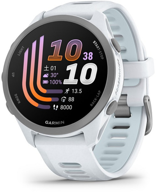 가민 Forerunner 170 Music 포어러너 Whitestone/Cloud Blue 화이트스톤/클라우드 블루 43mm 실리콘 밴드 AMOLED 유기 EL 경량 러닝 GP
