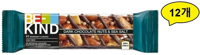 비카인드 다크초콜릿 씨솔트 견과류바, 40g, 12개 - 쿠팡