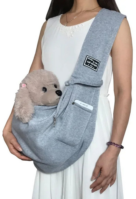 편안한 개 가방 애완 동물 크로스 바디 숄더 백 야외 여행 휴대용 고양이 강아지 슬링 캐리어 운반 용품, gray, 1개