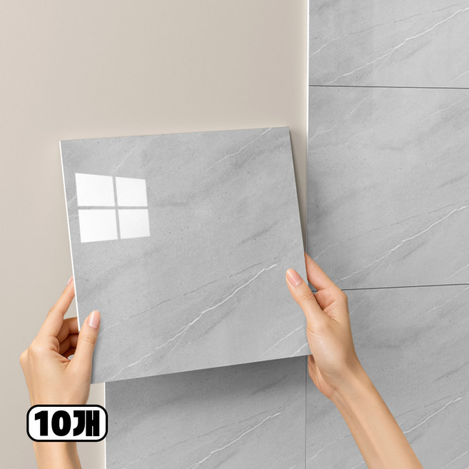 에이제이케이 붙이는 벽지 폼블럭 데코 대리석 타일시트지, 10개, 라이트 그레이