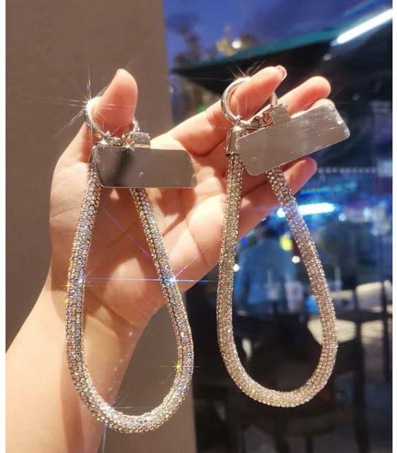 비니미니 블링블링 반짝반짝 핸드폰 손목 스트랩 줄, 크리스탈, 1개