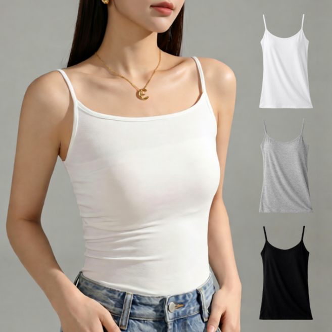 디어스킨 여성용 모달 소재 스판 끈나시 3p