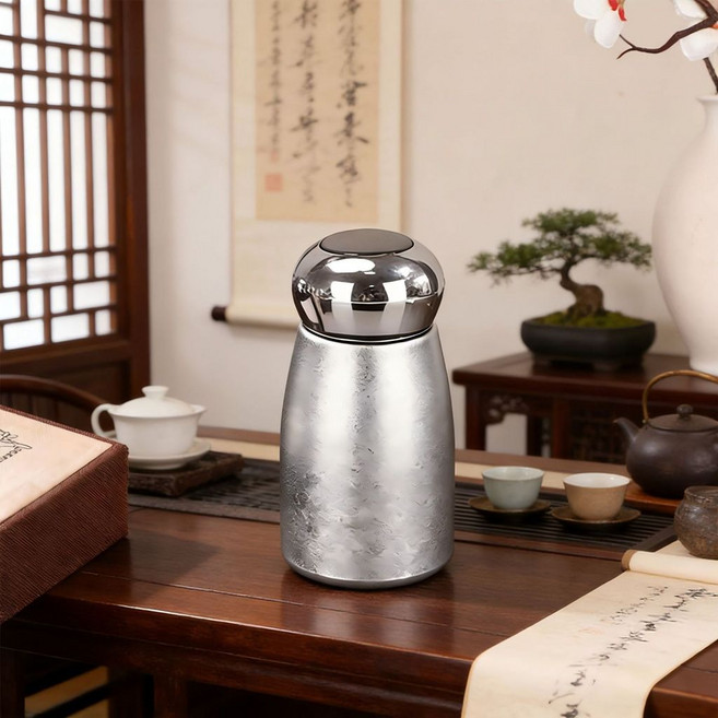 小胖丁不鏽鋼保溫杯 230ML, 輕奢銀色-蘑菇覆鈦杯,230ML, 1個