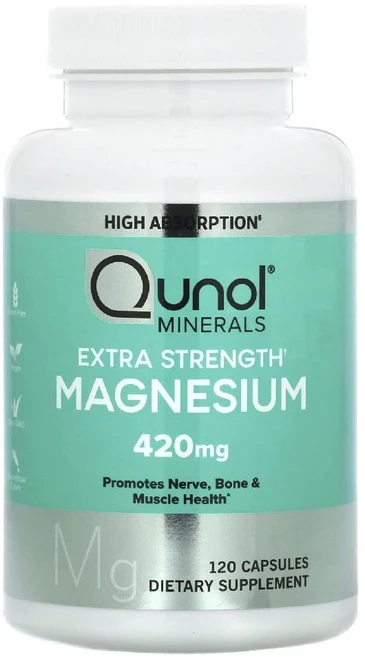 Qunol(큐놀) 엑스트라스트렝스 마그네슘 캡슐 120정(캡슐 1정당 210mg), 1개 - 쿠팡