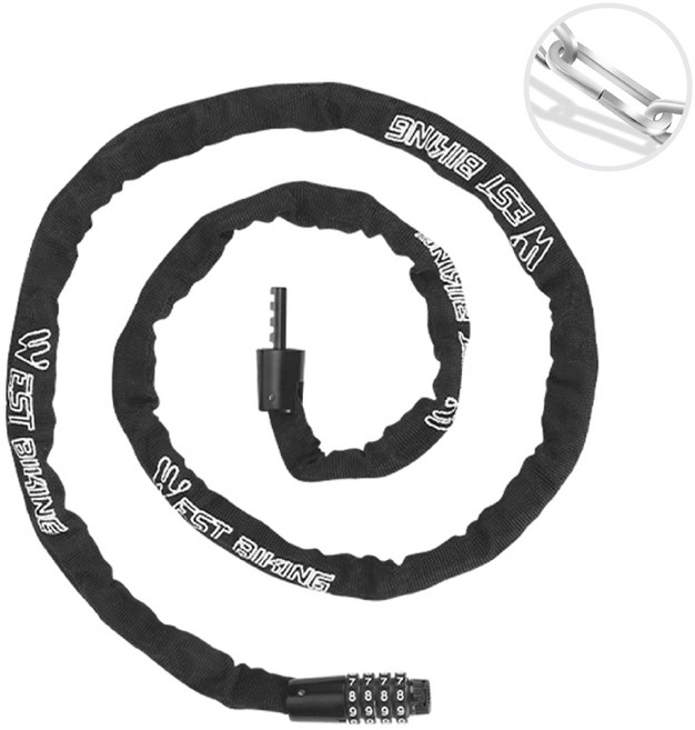 시그니처베이지 자전거 킥보드 섬유 스틸 자물쇠 번호키 도난방지 YPZ089, 150cm, 1개