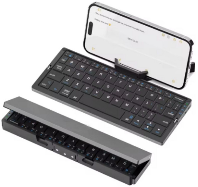 퀵픽스 접이식 키보드 블루투스 충전식 블루투스 키보드 노트북 iPad 전화 미니 휴대용 접이식 키보드 블랙 한국어, korea