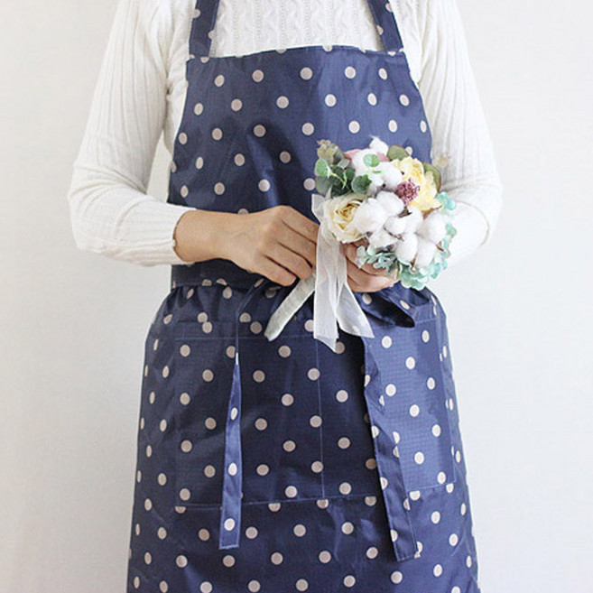 도트 방수 누비 앞치마 주방 소품 디자인 아이디어 상품, 네이비, 1개