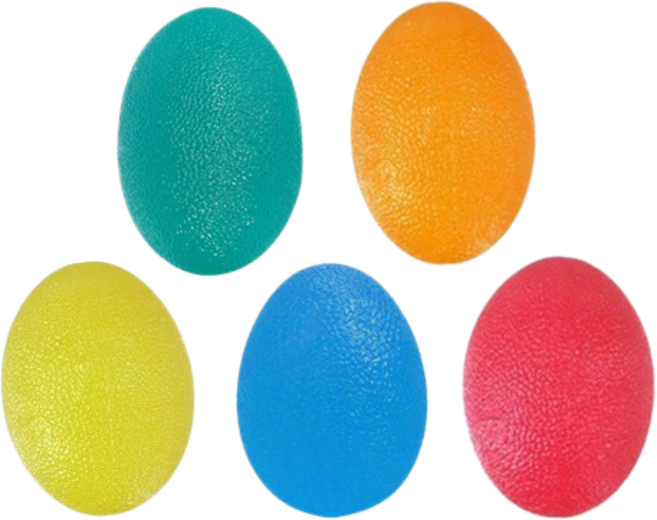 비전메이커 무료반품 파워볼 악력볼 손 마사지 실리콘 볼 재활운동 완력기 그립 핸드 애그 원형 타원형 무소음 3종 5종 세트, 1개, 타원형 5종(노랑,오렌지,레드,블루,그린)