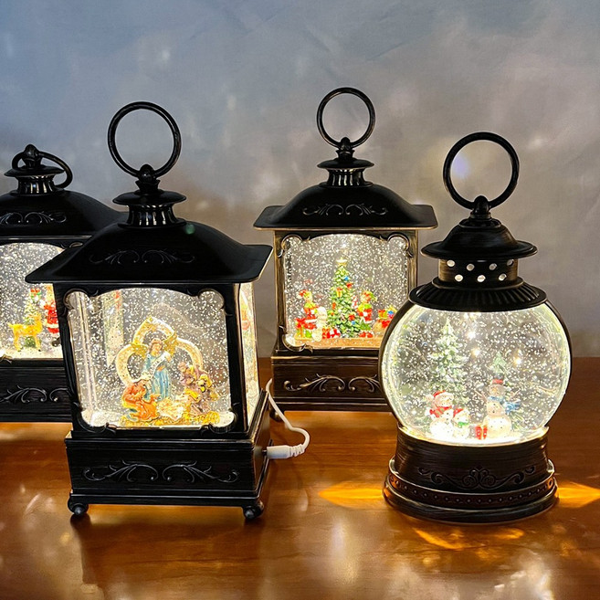 ( KC인증완료)신밧드무역 워터볼 크리스마스 오르골 스노우볼 인테리어소품 센스있는선물, 사각렌턴 성모마리아