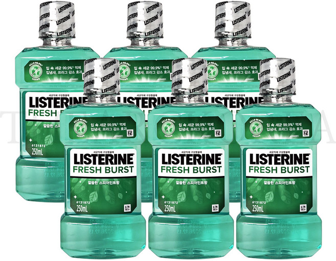 리스테린 후레쉬 버스트 구강청결제, 250ml, 6개