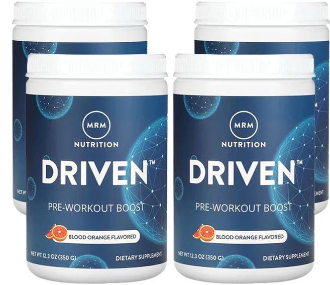 MRM 뉴트리션 DRIVEN 운동 전 보충제 블러드오렌지 350 g(12.3oz), 4팩, 350g - 쿠팡