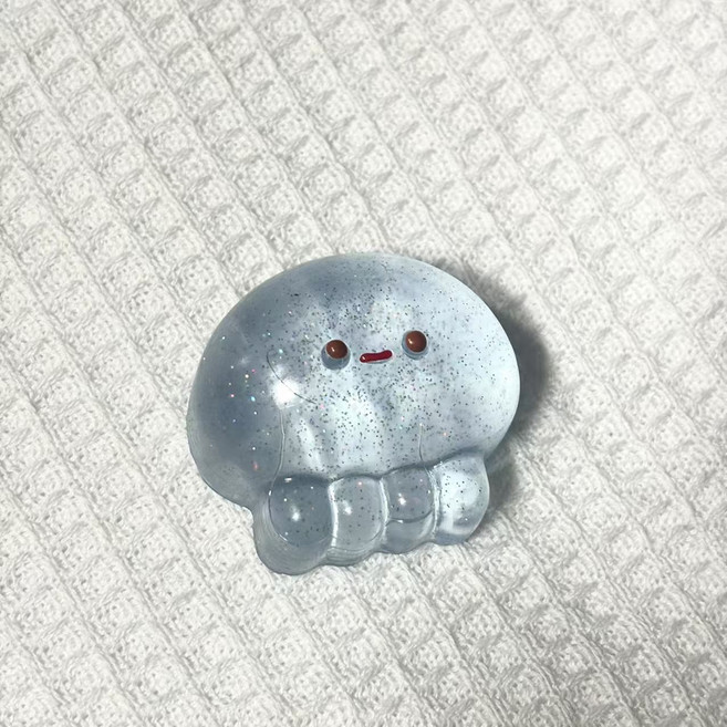 말랑쫀득 해파리 애기 스트레스볼 스트레스 해소 말랑이 스퀴즈볼 말랑이 장난감 공 무소음 말랑이 에어 젤리볼, 투명 블루, 1개, 65g