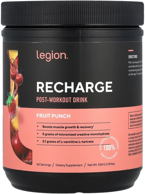 리전 애슬레틱스 Legion Athletics 리차지 운동 후 드링크 과일 펀치 534g1.18lbs124454원산지:기타, 리전 애슬레틱스 Legion Athletics, 리차지, 534g, 1개 - 쿠팡