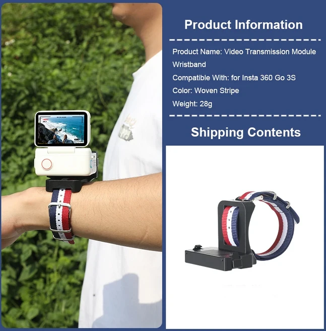 Insta360 Go 3S 스포츠 카메라 마운트용 손목 밴드 스트랩 조절 가능한 액세서리, 05 Braided Stripes