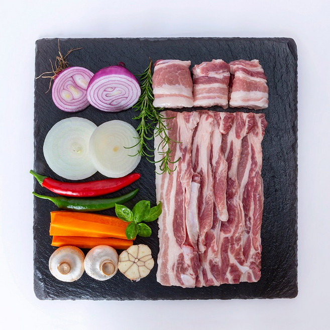 힐링미트 프리미엄 듀록삼겹살 스페인산 숯불구이용 2cm, 1kg, 2개