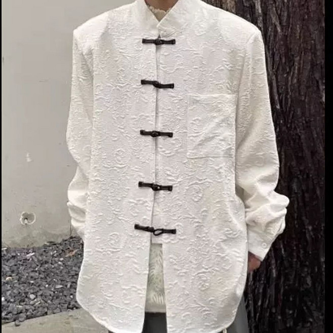 중국전통 복장 청나라 졸업사진 전통의상 상의 무협 트임, D. XL, C. 하얀색, C. L