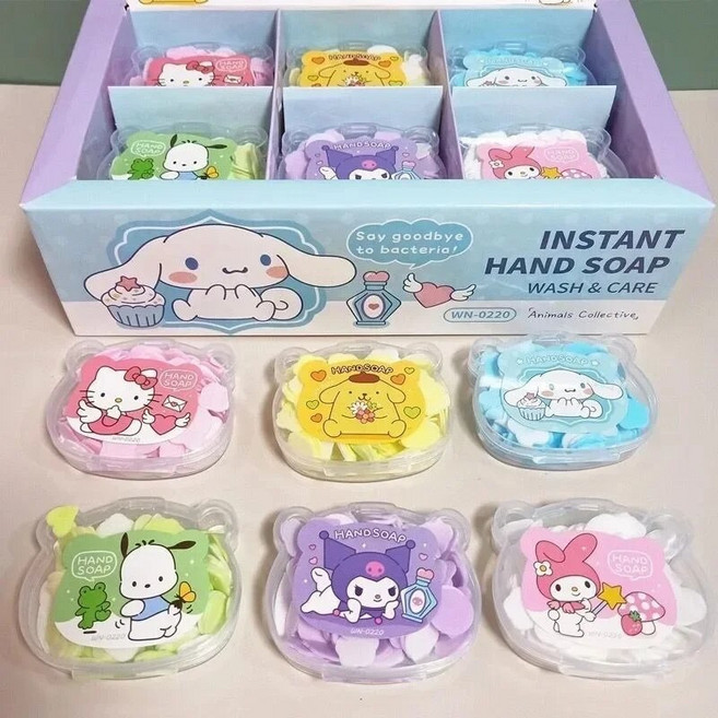 (당일발송) 산리오 종이비누 6개세트 손세정제 휴대용 선물 답례품, 산리오종이비누6개, 1개