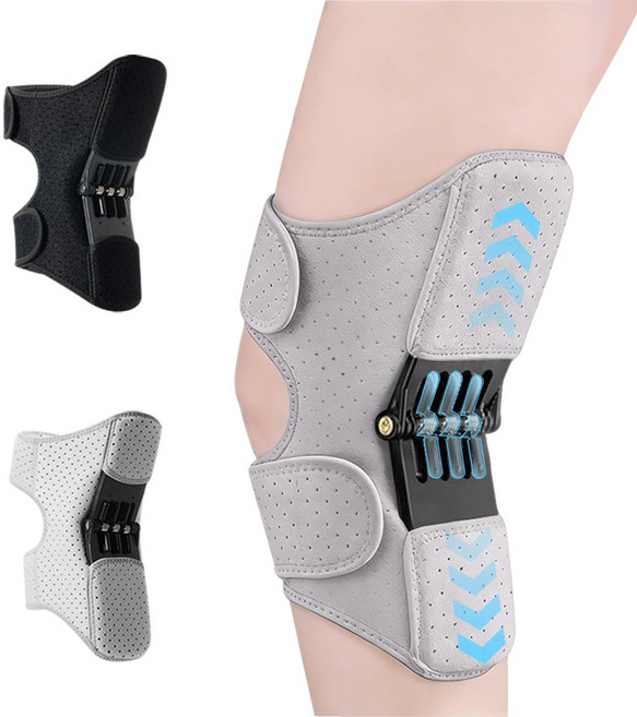 기능성 무릎보호대 스프링 무릎 지지대 조력 압박 훈련 밴드 남녀 보행 등산 스포츠, 그레이, 1세트
