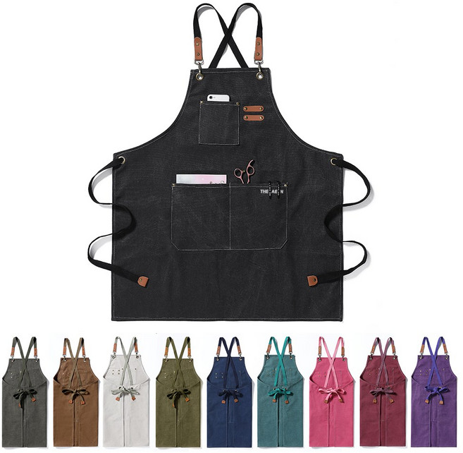 더나은 데님 바리스타 방수 앞치마, 블랙, 1개