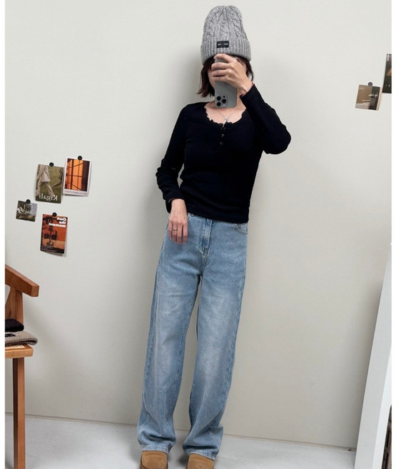 牛仔寬褲