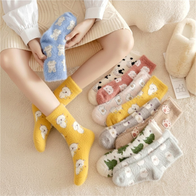 다금라이프 여성용 무압박 귀여운 수면양말 2켤레 세트 임산부 보온 수족냉증