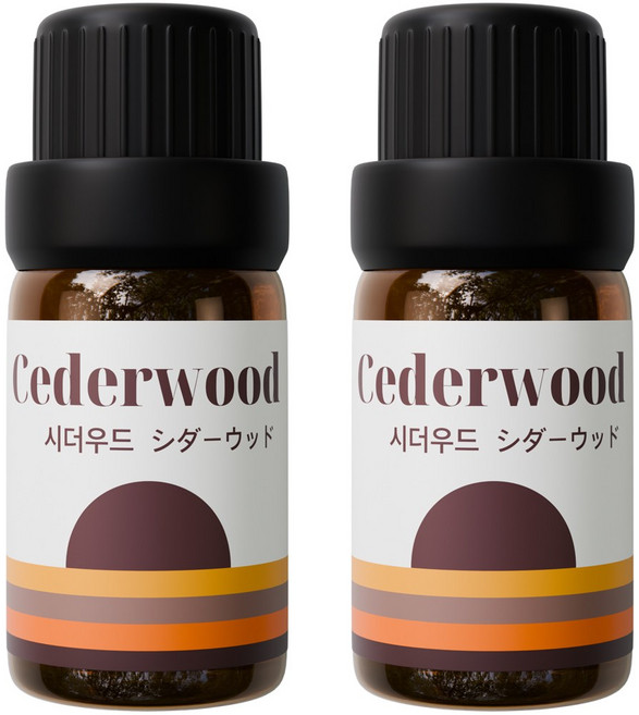 2개입 천연 유기농 아로마오일 에센셜오일, 유기농 시더우드오일, 10ml, 2개